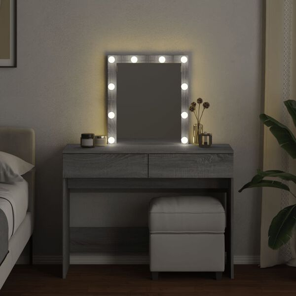 vidaXL Dressing Table Grey Sonoma Engineered wood, Glass Medium