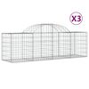 vidaXL Gabion Basket Set of 3 Silver Galvanized Iron