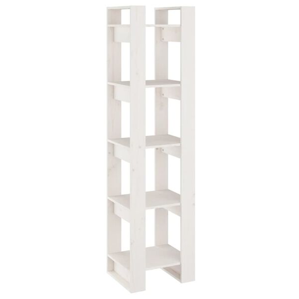 vidaXL Book Cabinet White Solid Pine Wood Medium Book Cabinet