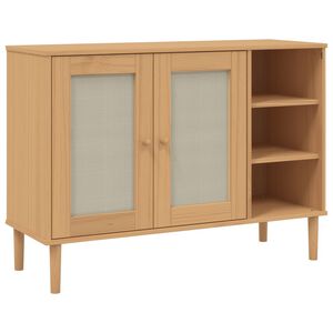 vidaXL Sideboard Brown Solid pine wood, engineered wood, poly rattan