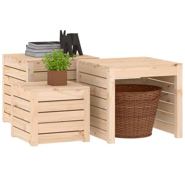 vidaXL Garden Box Set Natural wood Untreated solid pine wood 3 Piece Set