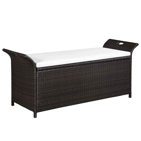 vidaXL Bench Brown PE rattan Large Storage Bench Rectangular