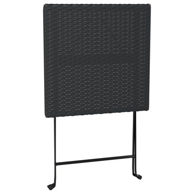 vidaXL Folding Bistro Table Black 21.7"x21.3"x28" Poly Rattan