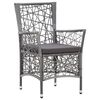 vidaXL Outdoor Dining Chair Set of 2 Grey PE Rattan and Steel Medium