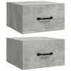 vidaXL Wall-mounted Bedside Cabinet Set of 2 Concrete grey Engineered wood
