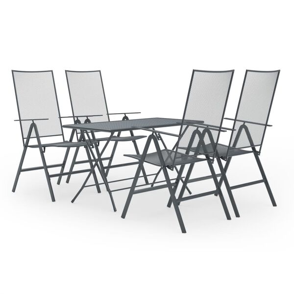 vidaXL Dining Set Anthracite Steel Foldable Dining Set Rectangular