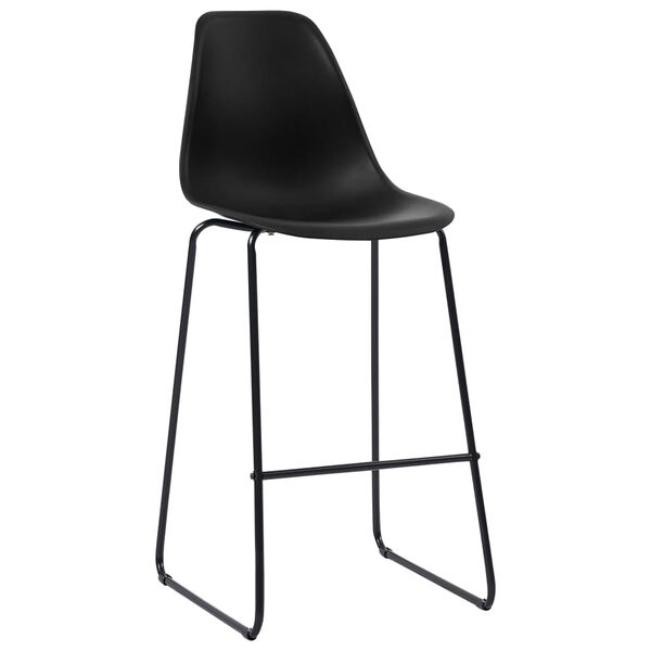 vidaXL Bar Chair Set of 4 Black Plastic seat, Powder-Coated Metal legs