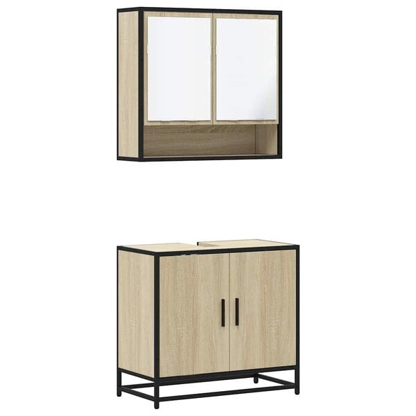 vidaXL Bathroom Furniture Set Sonoma Oak Engineered wood, Metal Medium