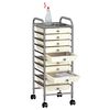 vidaXL 10-Drawer Mobile Storage Trolley White Plastic