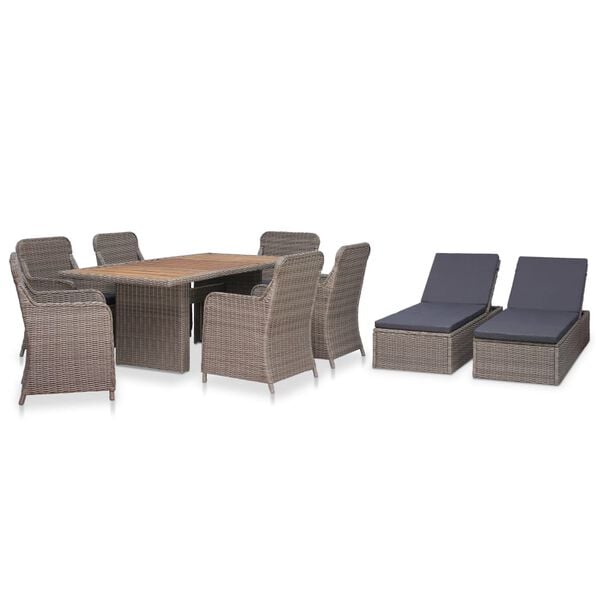 vidaXL Outdoor Dining Set Brown and Grey
