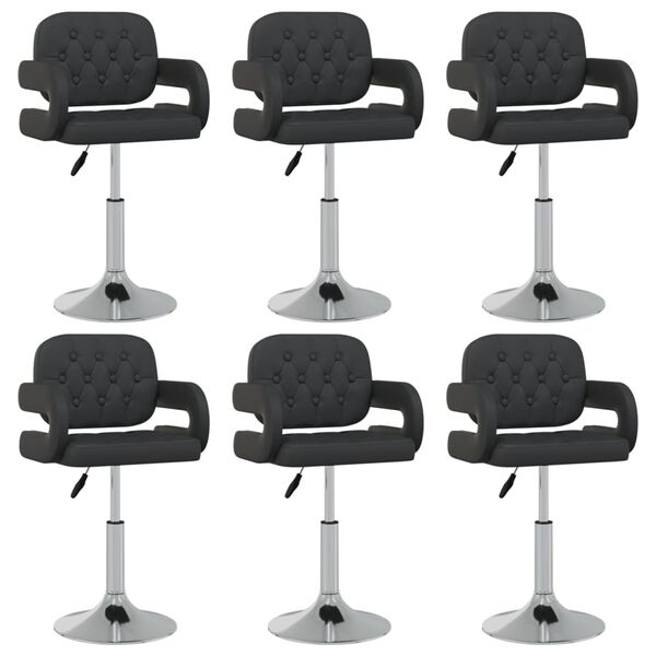 vidaXL Dining Chair Set of 6 Black Faux leather, chrome-plated steel