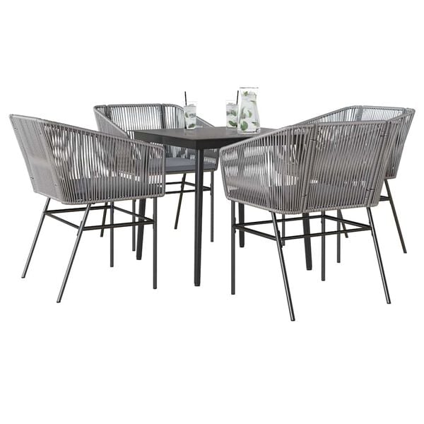 vidaXL Garden Dining Set Grey, Light Grey, Black