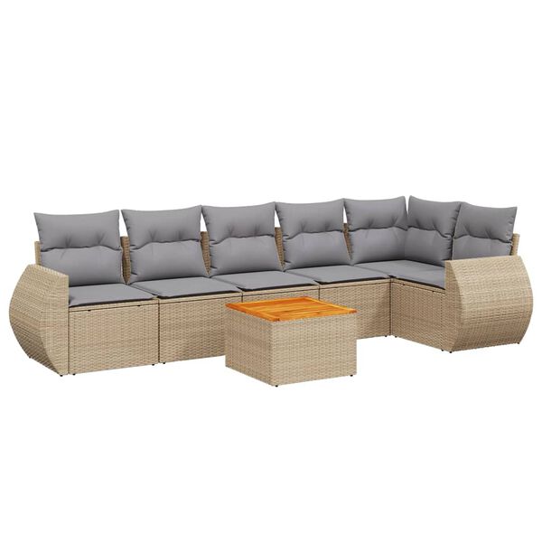 vidaXL Garden Sofa Set Beige PE rattan Large Modular Garden Sofa Set