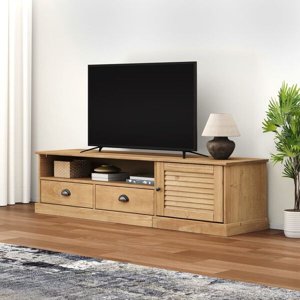 vidaXL TV Cabinet Honey Solid Pine Wood Medium TV Cabinet Rectangular