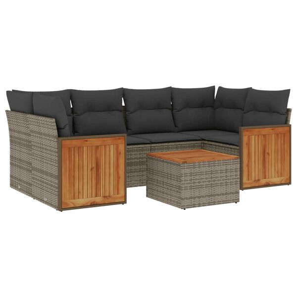 vidaXL Garden Sofa Set Grey PE rattan Large Adjustable Feet