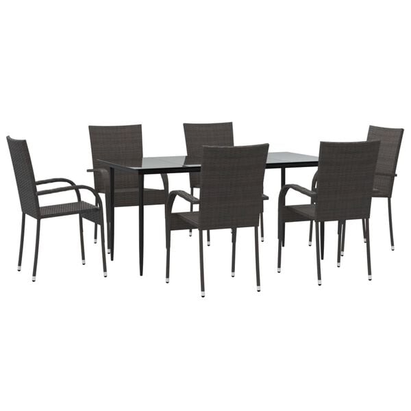 vidaXL Garden Dining Set Brown