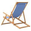 vidaXL Beach Chair Blue Teak wood, Polyester Medium Foldable