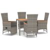 vidaXL Garden Dining Set Grey PE Rattan 5 Piece Set Garden Dining Set