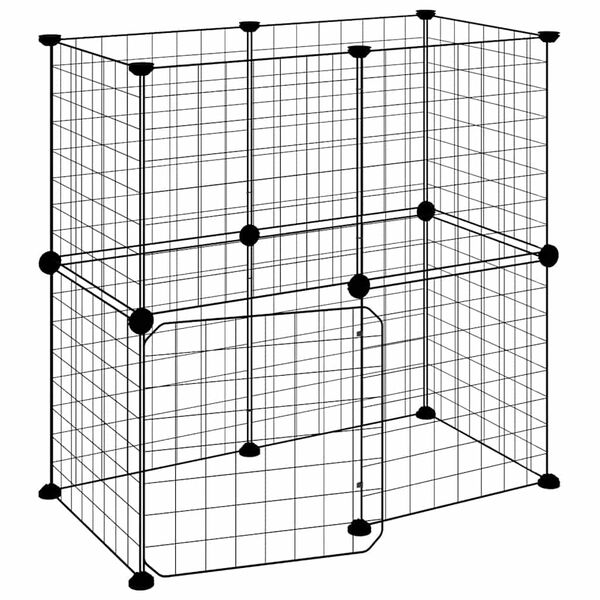 vidaXL Pet Cage Black Powder-coated steel Adjustable size