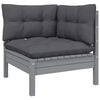 vidaXL Garden Lounge Set Grey Solid pinewood, fabric (100% polyester)