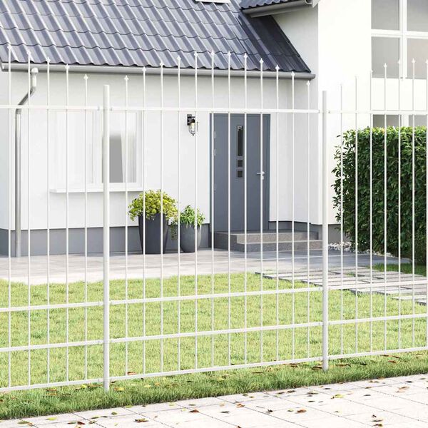 vidaXL Garden Fence White 66.93 x 88.58 in Powder-Coated Steel