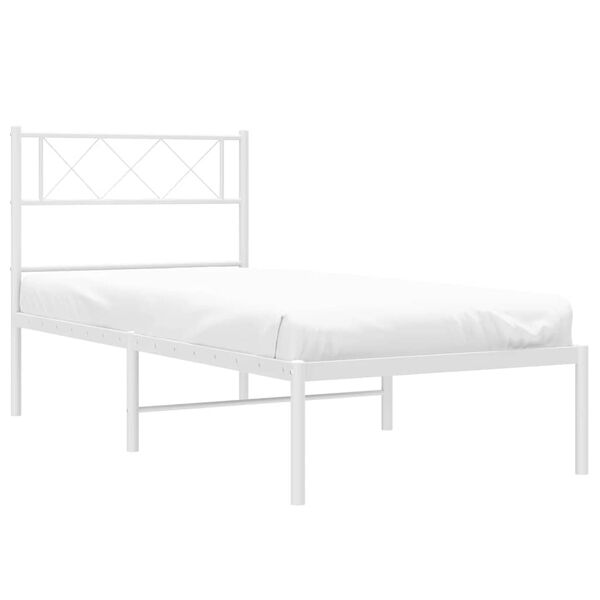 vidaXL Metal Bed Frame White Powder-coated steel Twin Metal Bed Frame