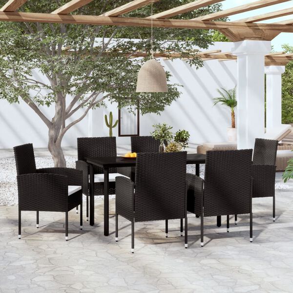 vidaXL Garden Dining Set Black,Cream White