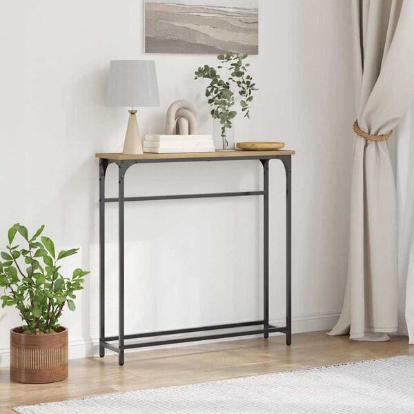 vidaXL Console Table with Shelf Artisan Oak 29.53 x 7.68 x 29.53 in