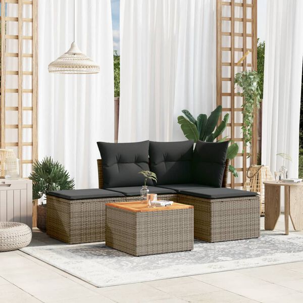 vidaXL Garden Sofa Set Grey PE rattan Standard Modular Garden Sofa Set