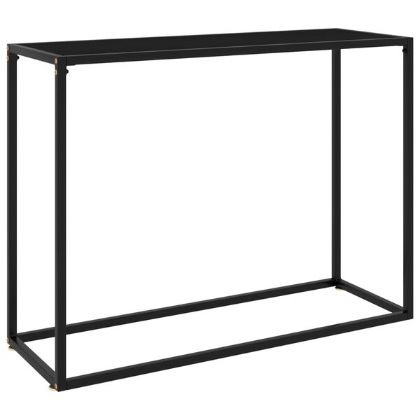vidaXL Console Table Black Tempered Glass, Powder-Coated Steel Medium