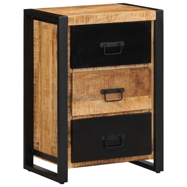 vidaXL Drawer Cabinet Brown, Black Solid rough mango wood, iron Medium