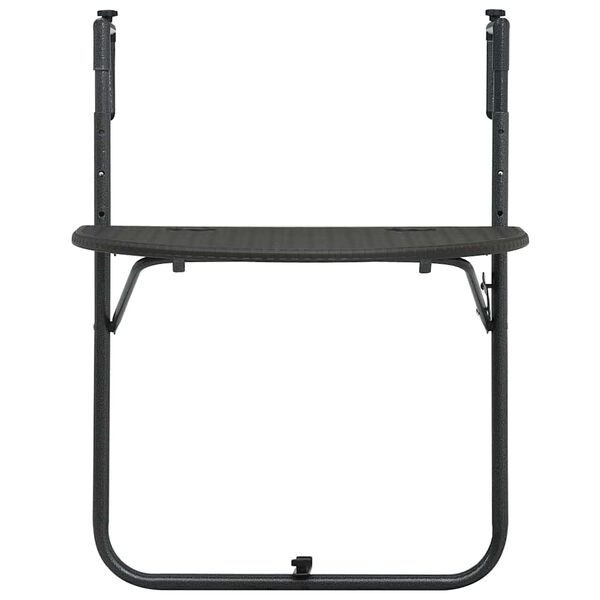 vidaXL Balcony Table Brown Plastic, Steel Medium Foldable