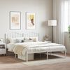 vidaXL Bed Frame White Powder-Coated Steel 63 x 79 in Bed Frame