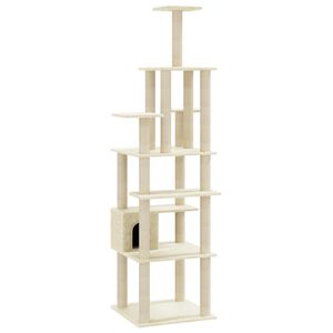 vidaXL Cat Tree Cream Engineered wood, plush, sisal Large Cat Tree