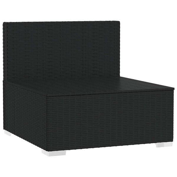 vidaXL Garden Middle Sofa Black PE rattan, powder-coated steel, plastic