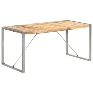 vidaXL Dining Table Brown Solid Mango Wood, Steel Large Durable