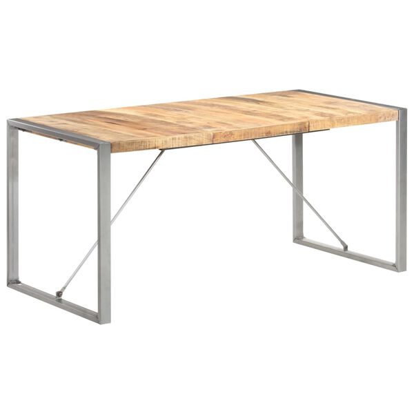 vidaXL Dining Table Brown Solid Mango Wood, Steel Large Durable