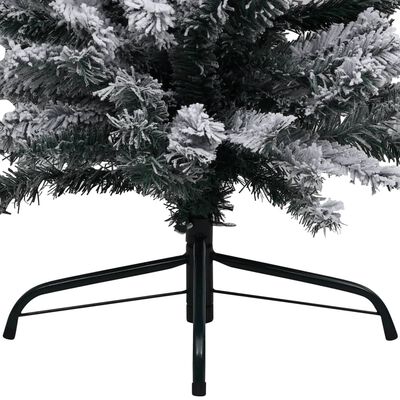 vidaXL Slim Christmas Tree with LEDs&Ball Set&Flocked Snow Green 47.2"