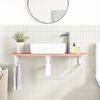 vidaXL Basin Shelf Light brown, White Solid oak wood, Steel Wide