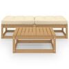 vidaXL Garden Lounge Set Honey Brown, Cream Solid Pine Wood, 100% Polyester