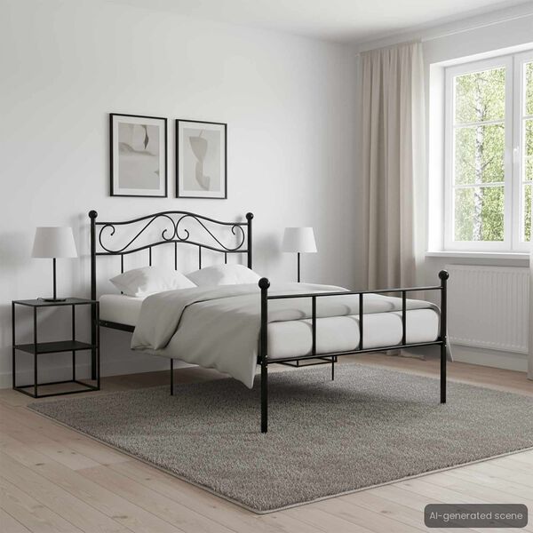 vidaXL Bed Frame Black Metal Twin Bed Frame Rectangular