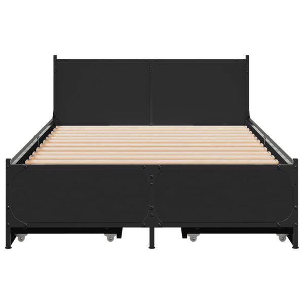vidaXL Bed Frame Black Engineered wood, steel Small Single Bed Frame