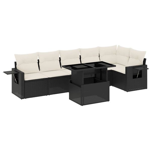 vidaXL Garden Sofa Set Black and Cream