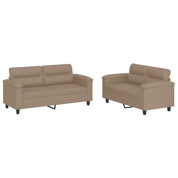 vidaXL Sofa Set Cappuccino Faux leather, metal, textilene, plywood