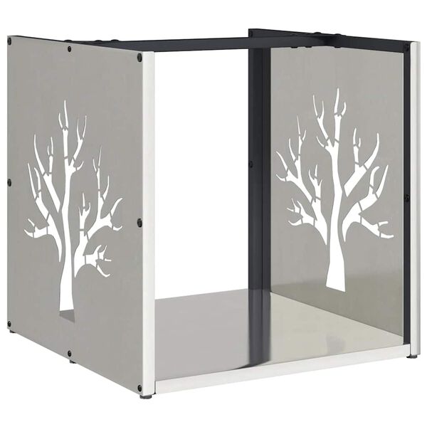 vidaXL Firewood Rack 15.7x15.7x15.7" Stainless Steel