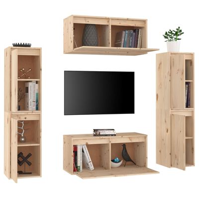 vidaXL TV Stands 6 Pcs Solid Wood Pine