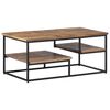 vidaXL Coffee Table Teak and Black Solid Reclaimed Teak, Iron Medium