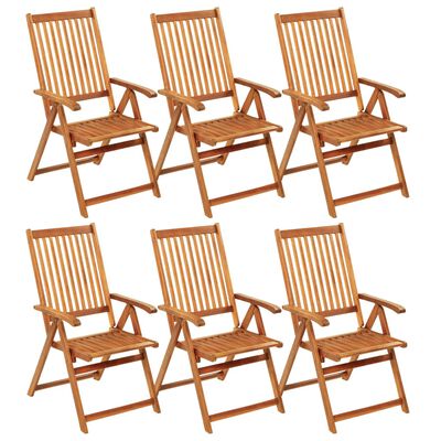 vidaXL Folding Patio Chairs 6 pcs with Cushions Solid Acacia Wood