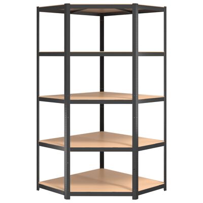 vidaXL 5-Layer Shelves 2 pcs Anthracite Steel&Engineered Wood