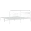 vidaXL Bed Frame White Steel Double Bed Frame Rectangular Minimalist